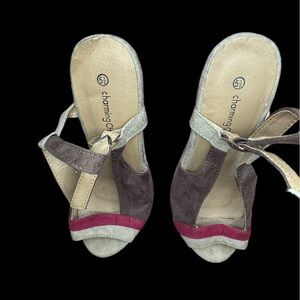 Charming Charlie beown Wedge Peep-Toe Shoes 5.5